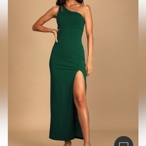 Lulu's Green One Shoulder Dress